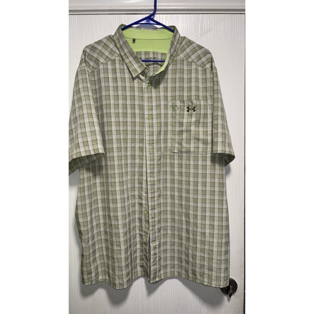 Under Armour Vented Fishing Shirt Men's 3XL Green Plaid Outdoors